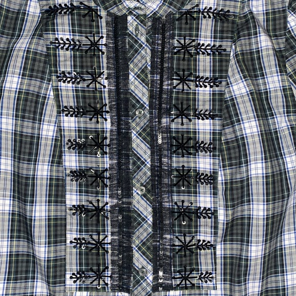 J. CREW Plaid Embellished Long Sleeve Blouse - Picture 3 of 8